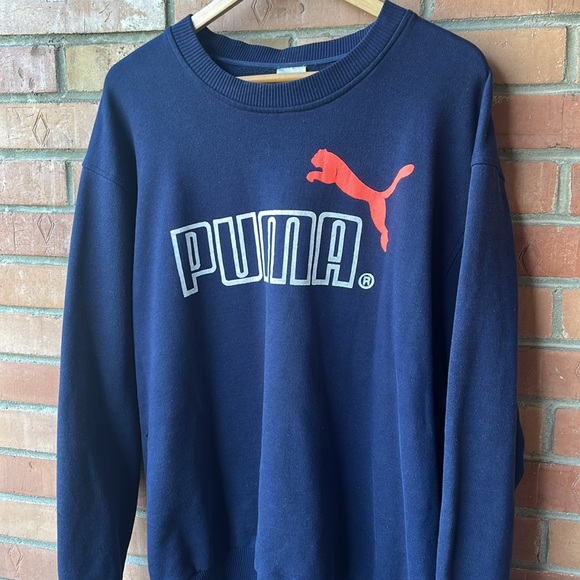 Vintage Puma Crewneck / Large / 90s / Navy Blue / Distressed - Picture 2 of 9